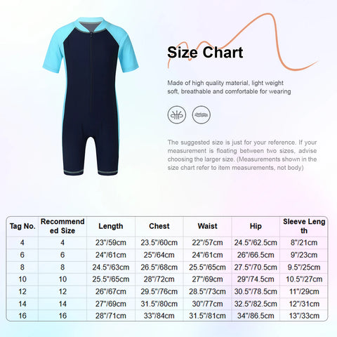 Kids Girls Boys Rashguard One Piece Bodysuit Surfing Short Sleeves Zippered Shorty Wetsuits Swimsuit Bathing Jumpsuit Beachwear