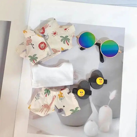 Hawaii Summer Beach Style Clothes For labubu 3.0 v1/v2/v3 clothes outfits For Ropa labubu Doll Clothes Accessories