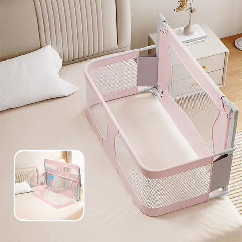 Baby Bedside Bassinet Foldable Bed Side Baby Bassinet Portable Crib Breathable and Visible Mesh Window Soft Washable Liner Cover