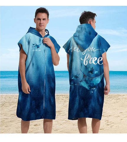 Hot Quick Dry Towel Diving Surf Changing Robe Poncho Towel with Hood Microfiber Absorbent Sweat-absorbent Swim Robe