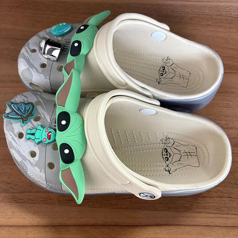 In Stock Miniso Yoda Baby Hole Sandals Slippers Sandals Kawaii Eva Anime Home Beach Shoes Summer Slippers For Adult Kids Gift