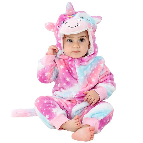 MICHLEY Carniva Baby Rompers Winter Clothes Flannel Hooded Bodysuits Pajamas Animals Overall Jumpsuit For Girls BoysK ids