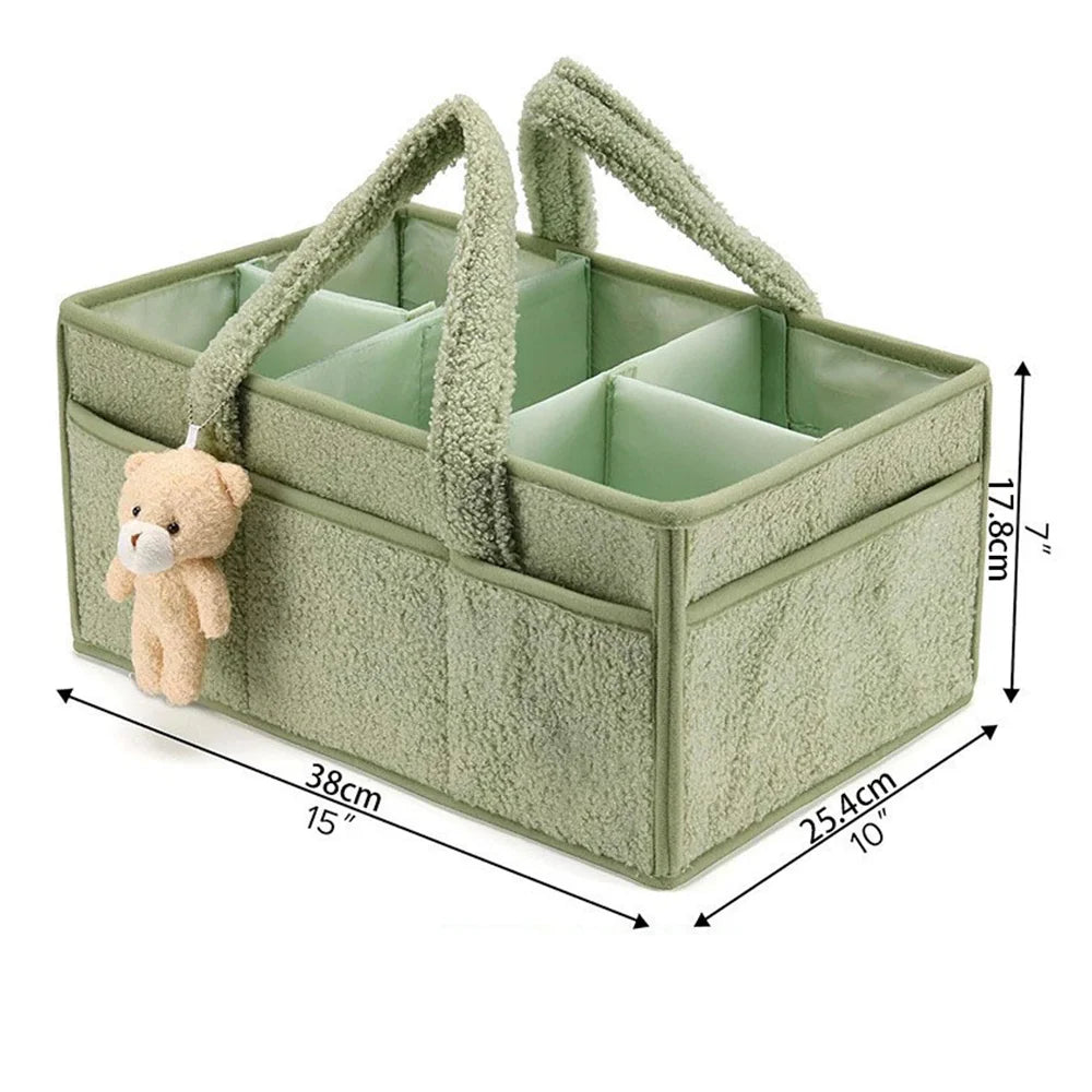 PANGDUBE Plush Diaper Stackers & Caddies Diaper Bag with Teddy Bear Caddy Organizer Nursery Baby Diaper Organizer Baby Nappy Bag