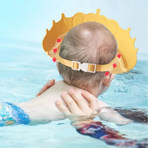 Silicone Shampoo Cap for Newborns and Kids, Adjustable and Resizable Shower Hat with Ear Protection and Visor for Safe Bathing