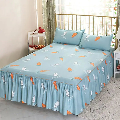 3pcs Bedding Bed Skirt With 2pcs Pillowcases Wedding Bedspread Bed Sheet Mattress Cover Full Twin Queen King Size Bedsheets