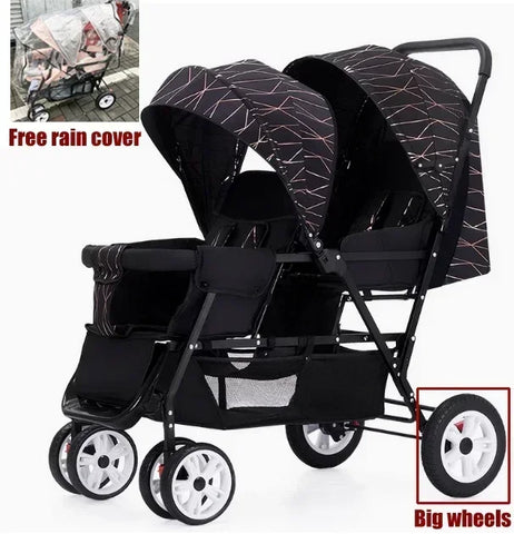 Twin strollers kids two seats strollers foldable carriage Double baby stroller Front and rear seats