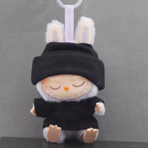 17cm Mini Plush Doll'S Clothes Outfit Accessories For Korea Kpop Labubu Idol Sitting Party V1 V2 Autumn onesie hat set Clothing