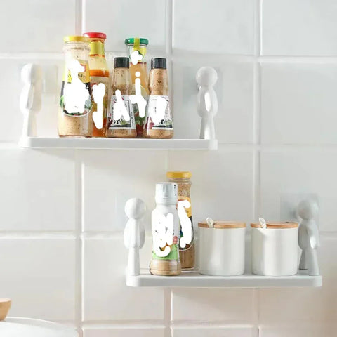 Self-adhesive Bathroom Shampoo Storage Racks Plastic Shelf Storage Organization Shelves Support Holder