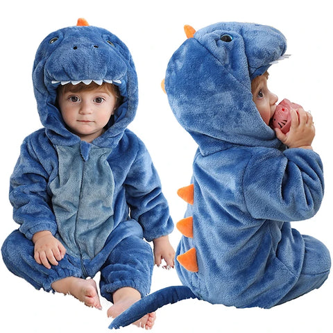 MICHLEY Carniva Baby Rompers Winter Clothes Flannel Hooded Bodysuits Pajamas Animals Overall Jumpsuit For Girls BoysK ids