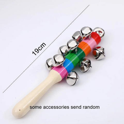 1pcs Colorful Rainbow Hand Held Bell Stick Wooden Discussion Musical Toy for Adult KTV Party Kids Game Gift