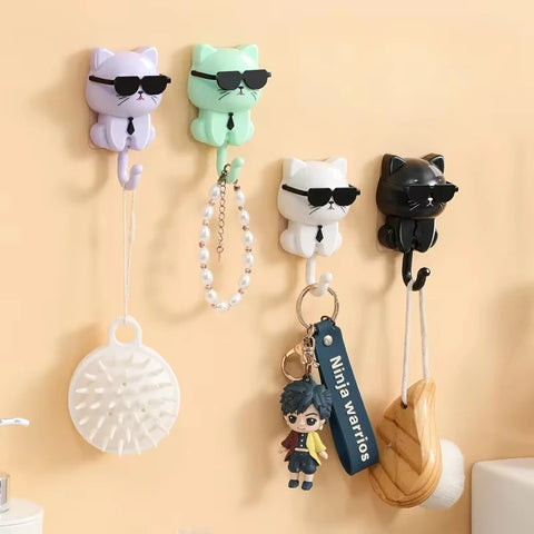 1pcs Kitten Hooks Cartoon Cats Gravities Induction Decorative Hooks Storage Racks for Keys Umbrellas Towels Adhesive Hooks