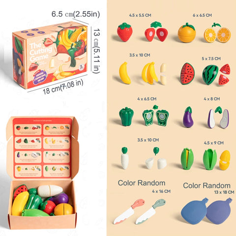 26pcs Pretend Food Play Food Cutting Set For Kids,Cuttable Fruits And Vegetables Toy Kitchen Accessories With Knives And Board