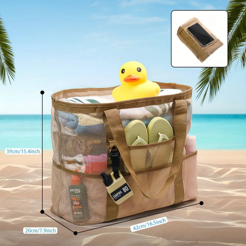 Universal 40-50L Polyester Beach Tote Bag, Multi-Pocket, Large Capacity, Non-Waterproof, with Leisure Outdoor Equipment