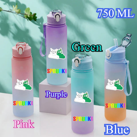 750ML Gradient Color Bottle Sprunki Sprunki Incredibox Sprunki Game Cartoon Drinking Water Cup Kids Birthday Christmas Gift