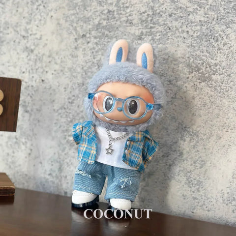 Labubu Summer Shirt & Ripped Jeans - Cool Casual Outfit for 17cm Vinyl Dolls with a Trendy Summer Vibe