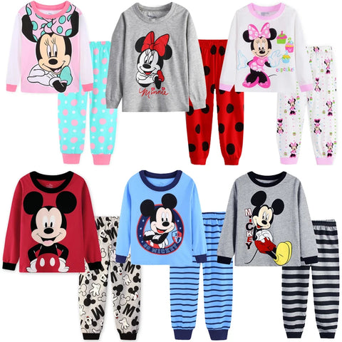 New Spring Autumn Children's Clothing Sets Mickey Cartoon Minnie girl boy Pajamas Kids Set Boys Sleepwear Baby Girls Pyjamas