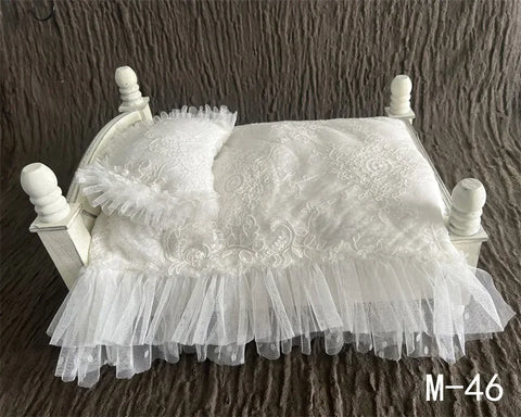 Newborn Photography Props Lace Retro Baby Mattress Posing Pillow Bedding for Crib Accessories Studio Shoot Photo Props