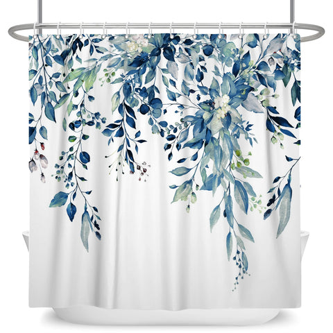 Green Plant Leaf Vines Flowers Shower Curtain Print Modern Nordic Minimalist Polyster Home Decor Bathroom Curtain with Hooks