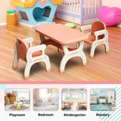 Kids Learning Desk and Chair Set Dining Table for Infants Kids Preschoolers Super Load-bearing Kids Table Set 50 cm X 80 cm Pink