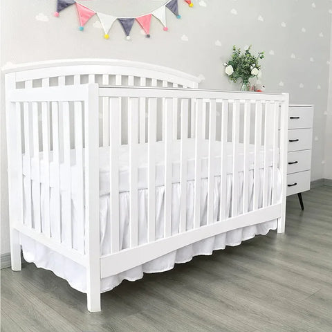 Top Selling Well Made Crib Bed Skirt Add White Top Sheets -4 Sides Pleated Ruffles for Baby Boys Girls Toddler Nursery Bedspread