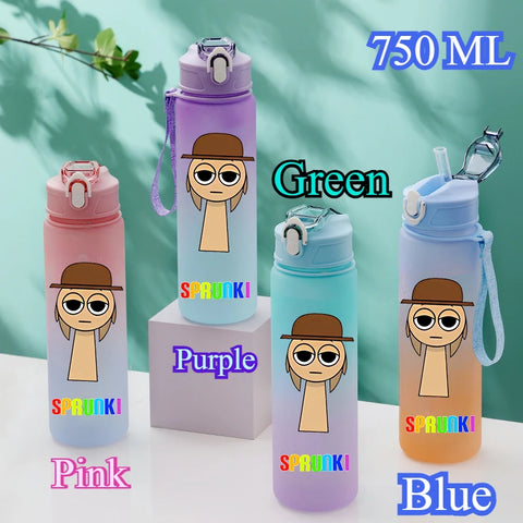 750ML Gradient Color Bottle Sprunki Sprunki Incredibox Sprunki Game Cartoon Drinking Water Cup Kids Birthday Christmas Gift