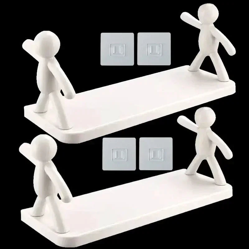 Self-adhesive Bathroom Shampoo Storage Racks Plastic Shelf Storage Organization Shelves Support Holder