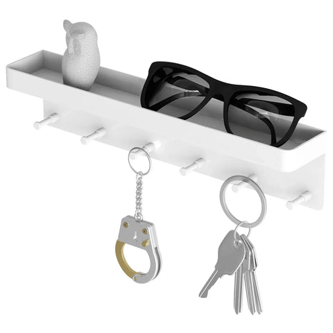 Key Holder for Wall Decor Mail Shelf Organizer Tableware Hanger Wall Mounted with 6 Hooks Storage Rack for Kitchen Bathroom