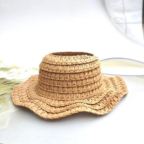 For Sitting Party Labubu Hat Open Top Straw Hat Woven Hat Labubu outfit Accessories