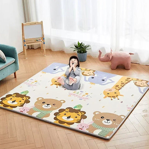 200cm*180cm Thick Baby Crawling Play Mats Cartoon Lion Giraffe Folding Mat Carpet Play Mat for Children's Safety Mat Rug Playmat