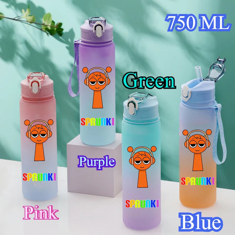 750ML Gradient Color Bottle Sprunki Sprunki Incredibox Sprunki Game Cartoon Drinking Water Cup Kids Birthday Christmas Gift