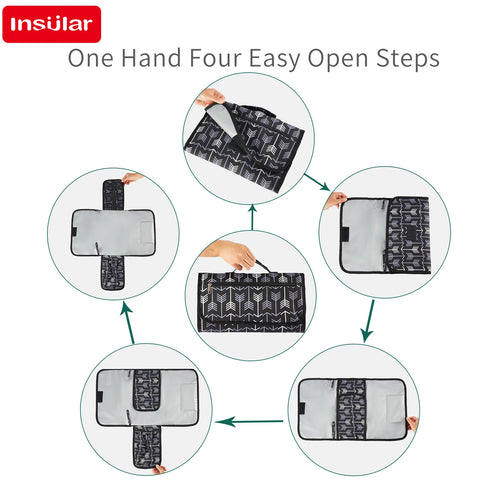 INSULAR Baby Diaper Changing Pad Infant Nappy Cushion Mattress Mat Travel Foldable Washable Waterproof Reusable Outdoor 3 Layers