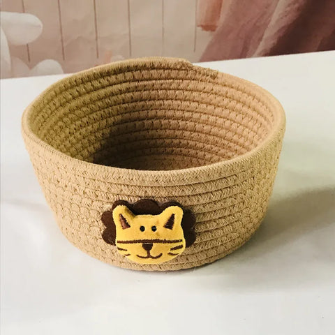 Hand Woven Cartoon Animals Storage Basket Kids Toys Desktop Organizer Sundries Storage Box Laundry Baskets storage box