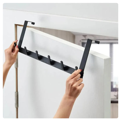 Hooks Over The Door 5 Hooks Multifunctional Home Bathroom Organizer Rack Clothes Coat Hat Towel Hanger Bathroom Kitchen Supplies