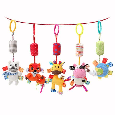 Newborn Baby Sensory Hanging Rattles Soft Early Learning Toys Kids Plush Stroller Infant Car Bed Crib with Teether for Toddlers