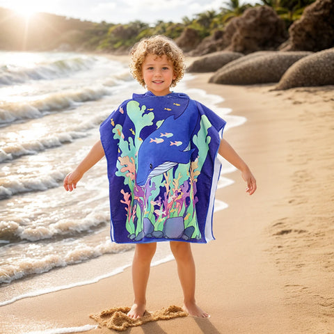 1 CHILDREN'S Hooded Bathrobe, Animal Play, CHILDREN'S Bath Towel, Beach Towel, Go out with a CHILDREN'S Cape