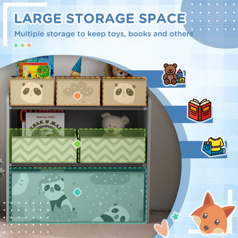 Toy Organizer with 6 Storage Bins, 25" x 12" x 26", Green