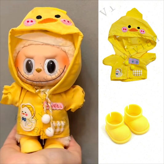 Mini Doll'S Clothes Outfit Accessories For Ropa Labubu Idol doll Raincoat short rain boots rain shoes Clothing Gift
