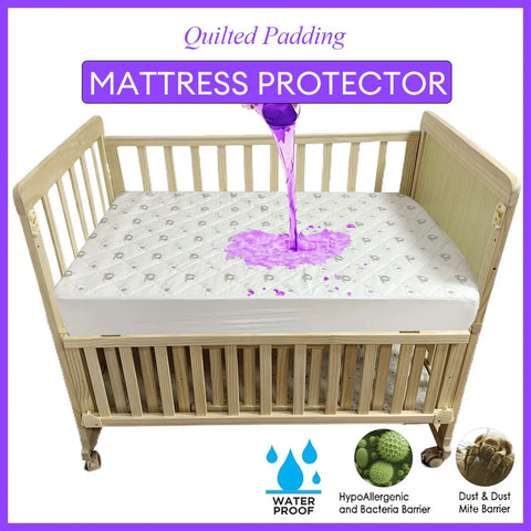 Crib Mattress Protector Sheets Fitted Waterproof Mattress Pad Cover Noiseless & Washable Quilted Toddler Mattress Protector