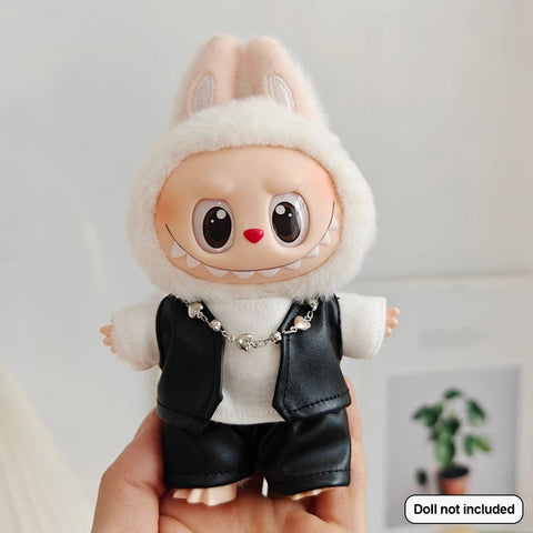 17cm Mini Plush Doll'S Clothes Outfit Accessories For Korea Kpop Exo Labubu Idol Flower shirt leather jacket skirt Clothing Gift