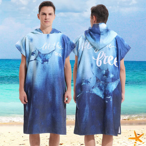 Hot Quick Dry Towel Diving Surf Changing Robe Poncho Towel with Hood Microfiber Absorbent Sweat-absorbent Swim Robe