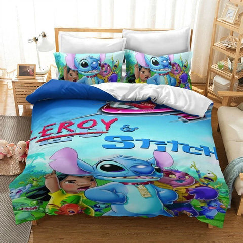 2/3 Pcs Lilo and Stitch Duvet Cover Bedding Set Gift Boy Girl Adult Single Double Queen Size One Quilt Cover Two Pillowcases