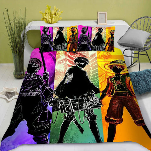 One Piece Anime Duvet Cover Set Comforte Printed Cartoon Twin Size Bedding Sets Christmas Gifts 3-piece Set Home Decor