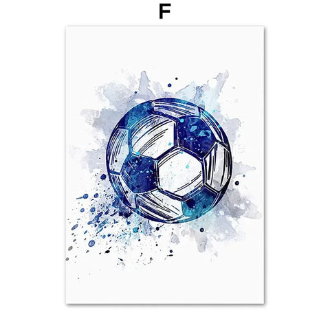 Soccer Player Watercolor Art Posters And Prints Jersey Custom Name Kids Football Canvas Painting Wall Pictures Boys Room Decor