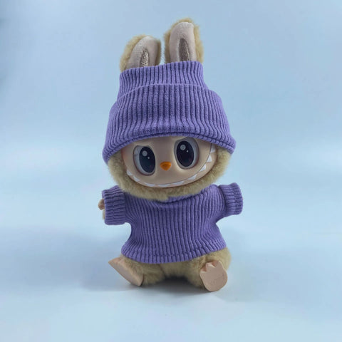 17cm Mini Plush Doll'S Clothes Outfit Accessories For Korea Kpop Labubu Idol Sitting Party V1 V2 Autumn onesie hat set Clothing