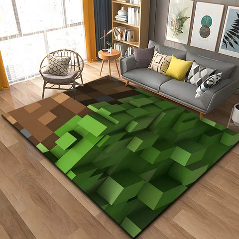 MINISO Game Minecraft Living Room Carpet Cartoon Game Bedroom Bedside Non Slip Floor Mat Home Balcony Mats Kid's Play Rug