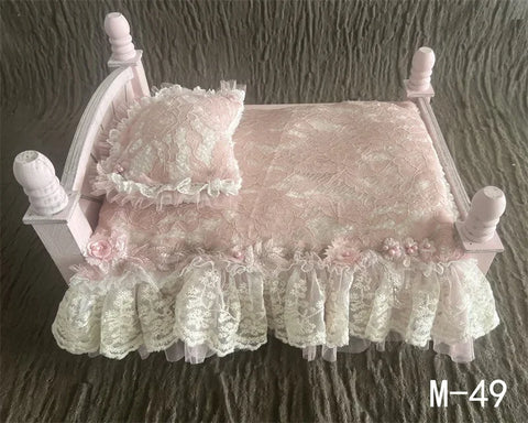 Newborn Photography Props Lace Retro Baby Mattress Posing Pillow Bedding for Crib Accessories Studio Shoot Photo Props