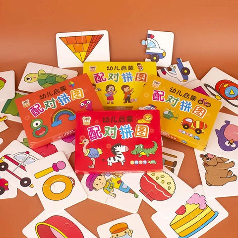 32 Pcs Enlightenment Card Matching Puzzle Early Education Cartoon Pattern Cognitive Boys and Girls Toys