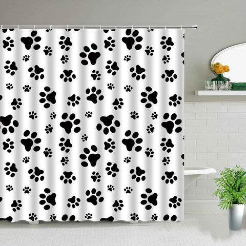 Cartoon Animal Plant Shower Curtains Flower Dog Paw Print Christmas Kid Home Decor Fabric Bath Curtains Bathroom Accessories Set