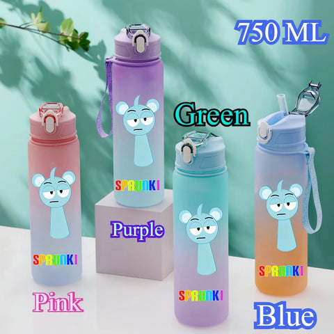 750ML Gradient Color Bottle Sprunki Sprunki Incredibox Sprunki Game Cartoon Drinking Water Cup Kids Birthday Christmas Gift