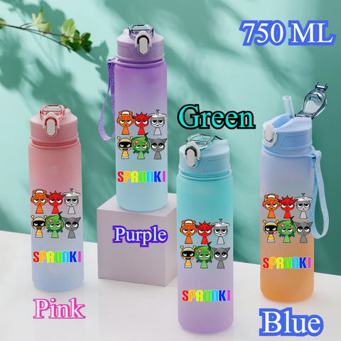 750ML Gradient Color Bottle Sprunki Sprunki Incredibox Sprunki Game Cartoon Drinking Water Cup Kids Birthday Christmas Gift